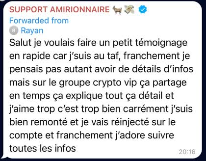 Témoignage reçu par message